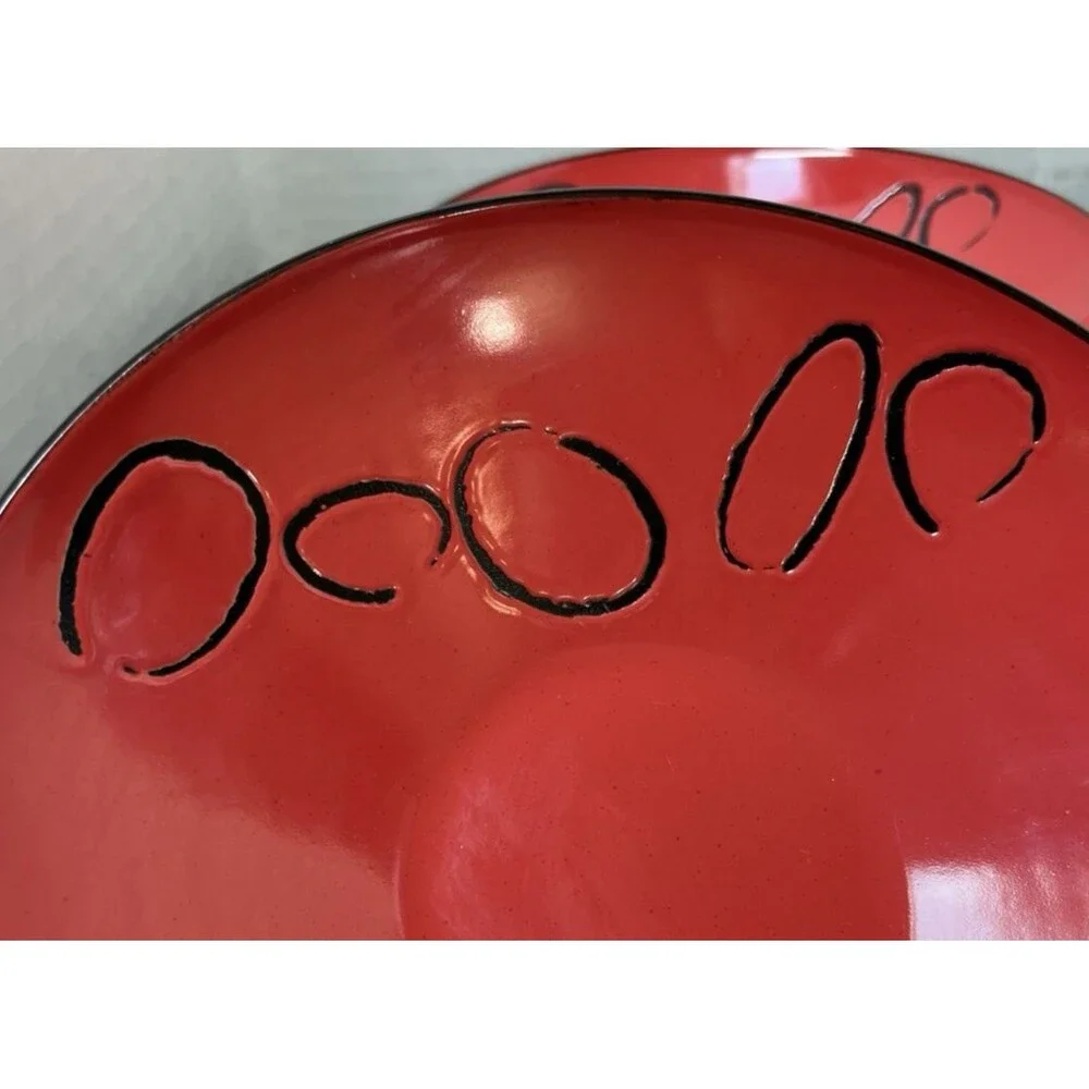 FLIRT By R&B Ritzenhoff Breker 8.5” Salad Soup Bowl Red & Black Abstract Print